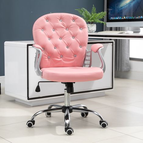 Silla de oficina Vinsetto, silla de escritorio con aspecto de piel sintética, altura regulable, giratoria, silla de tocador, silla de oficina, capacidad de carga de hasta 120 kg, para estudio, dormito (1/5)