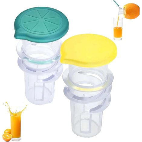 Presse-citron, presse-citron à bouchon à vis, presse-agrumes à bouchon à vis avec filtre intégré, presse-citron portable avec couvercle, presse-citron vert pour cocktails et boissons (G (1/5)