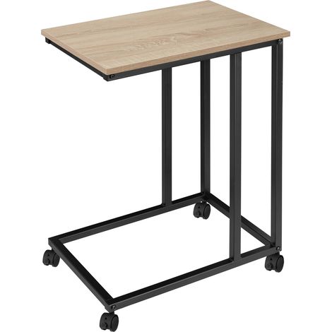 Table d'appoint 48 x 35 70 cm en panneau de fibres bois clair (1/5)