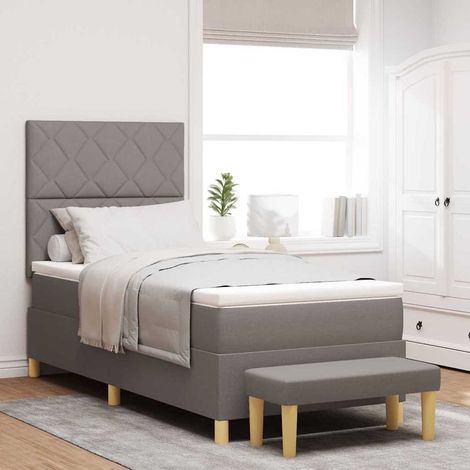 Boxspringbett mit Matratze Taupe 100 x 200 cm Stoff