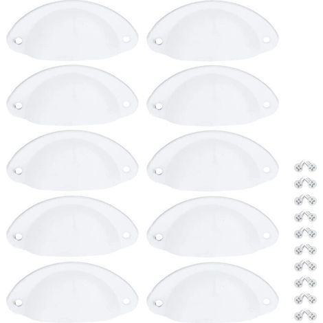 Set di 10 maniglie per cassetti vintage a forma di conchiglia, 82 mm, con viti (1/4)
