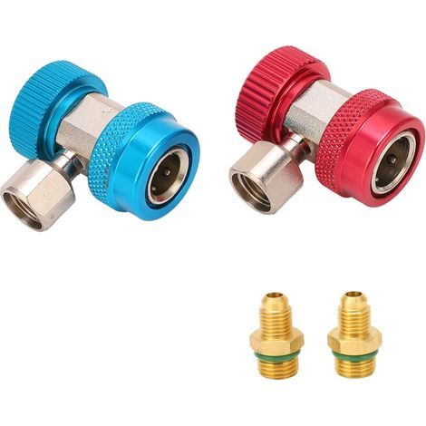 Adaptateur de Raccords Rapides R134a, Kit de Conversion Professionnel pour Manomètre de Climatisation avec Tuyau Flexible Réglable 1/4 Pouce