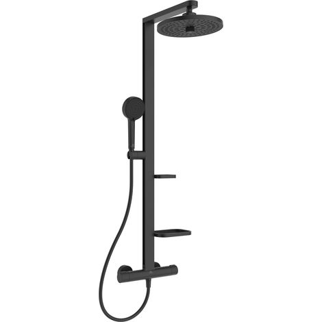 Ideal Standard ALU+ - Set doccia termostatico, diametro 26 cm, 2 getti, nero seta BD583XG (1/5)
