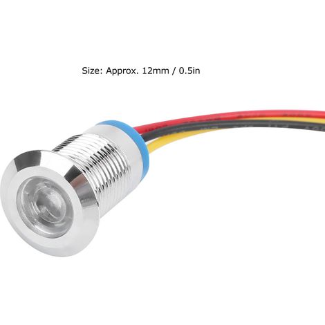 Quatre ensembles vendus ensemble, 12-24V, voyants LED bicolores étanches en métal de 12 mm (rouge et jaune). (1/5)