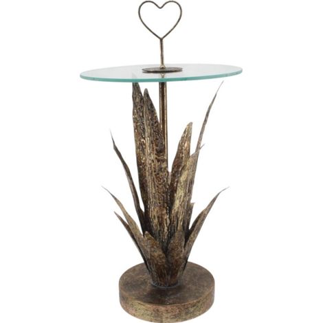 Leaf Design Table - Metal - L40 x W40 x H79 cm - Brown