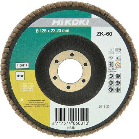 Disco de lamas grano 60 HIKOKI 4100117 Ø125 para inox