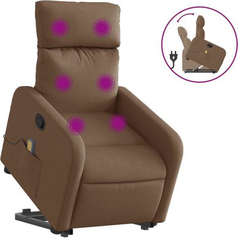 fauteuil de massage inclinable en tissu marron (1/5)