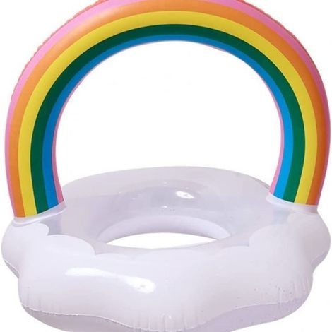 Bouée gonflable en forme d'arc-en-ciel pour adultes un accessoire flottant conçu pour les loisirs aquatiques.-AquaForge (1/5)