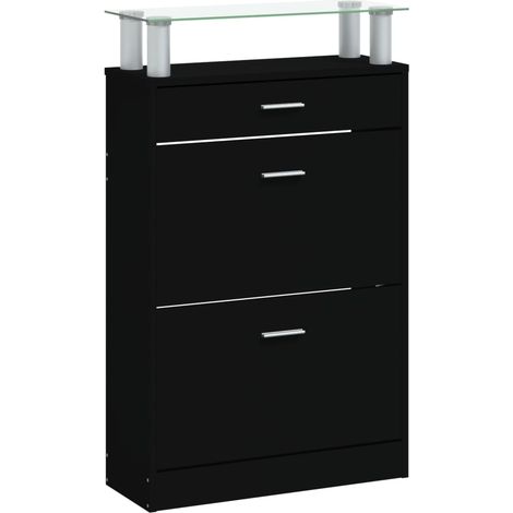 Scarpiera mobile contenitore per scarpe mobile per ingresso/corridoio/soggiorno 63 x 24 x 104 cm legno ingegnerizzato nero 020022008