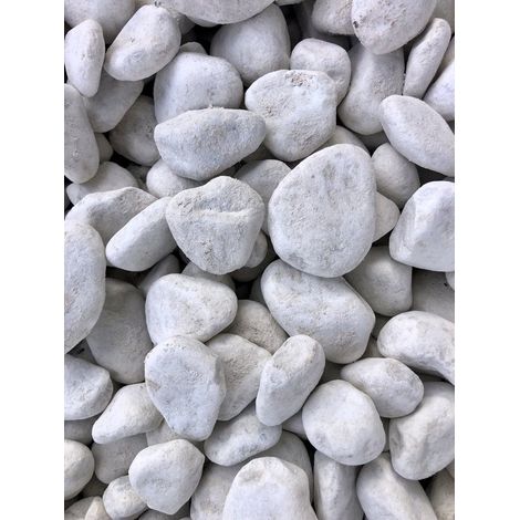 Pierres rondes de Carrare 40/60 mm en sac de 20 kg - couleur blanche