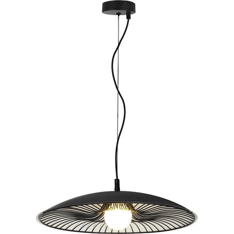 Pendelleuchte Hängelampe Esszimmerlampe Gitteroptik Schwarz Weiß Glas H 100 cm (1/5)