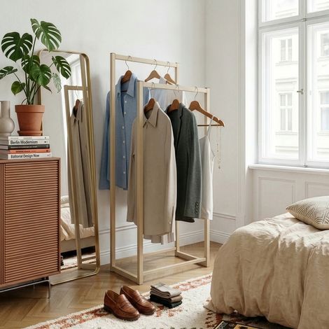 Garderobenständer Holtalen Metall 100x40x30 cm Kamelfarben [en.casa] (1/5)