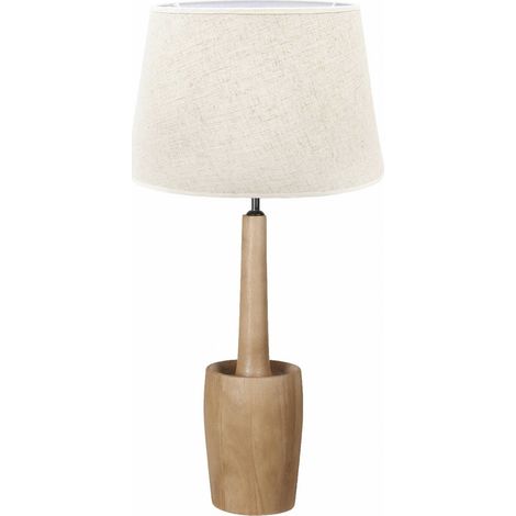 Lampe de table en bois naturel et abat jour toffee élégant - bois naturel et beige toffee (1/3)
