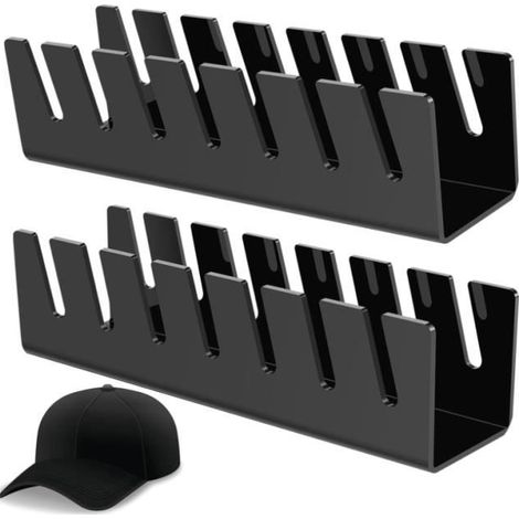 2Pcs Organisateur de Support pour Casquette de Baseball Présentoir Casquette Organisateur de Casquette en Acrylique (Noir) (1/4)