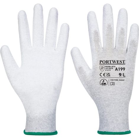 Antistatische PU-Handflächenhandschuhe Grau XXS - Größe 5 (1/2)