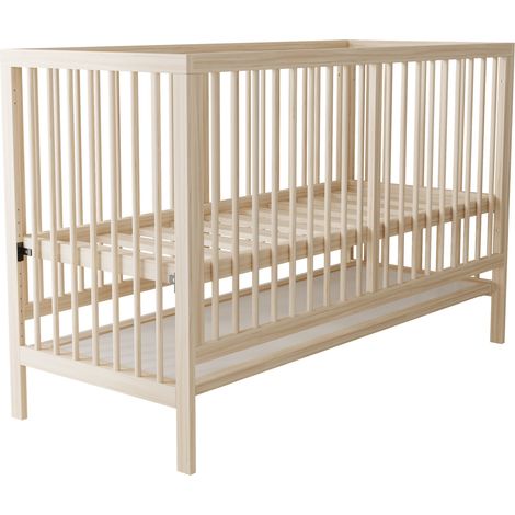Cuna multifuncional de madera de abeto natural 140 x 60 x 90 cm HOMVRA (1/5)