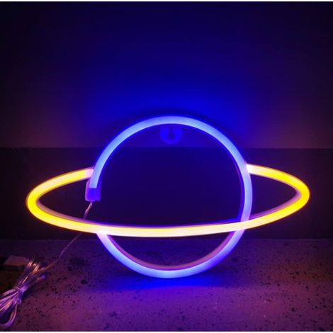 Lampe Nuit Néon - Planète - Fonctionne Sur Piles Ou USB - Pour Chambre Enfants - 1 Pièce (1/4)