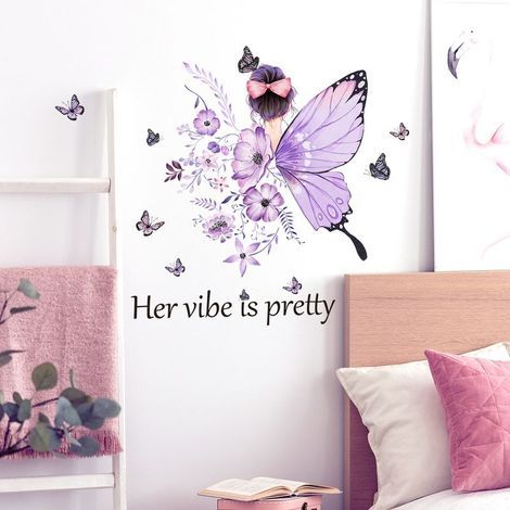 Fille Stickers Muraux Papillons Stickers Muraux Violets Sticker Muraux Pour Filles Chambre Bébé Chambre Enfants Chambre Murale Décor (1/5)