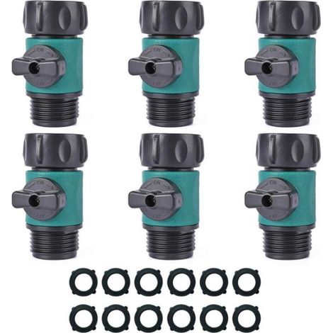 Valvola di intercettazione in ABS per tubo da giardino, adattatore per valvola a sfera filettata da 3/4" (confezione da 6) (1/5)