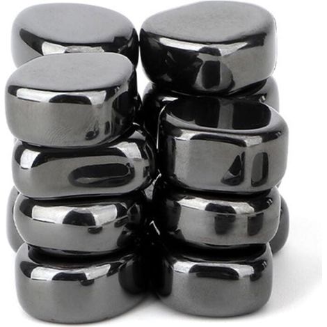 20 Pièces Aimants en Hématite Noirs, Pierres Magnétiques Naturelles Irrégulières, Pierres Magnétiques de Jeu avec Corde, Aimant Décoratif pour Famille Bureau Fête Réfrigérateur(12-14mm) (1/4)