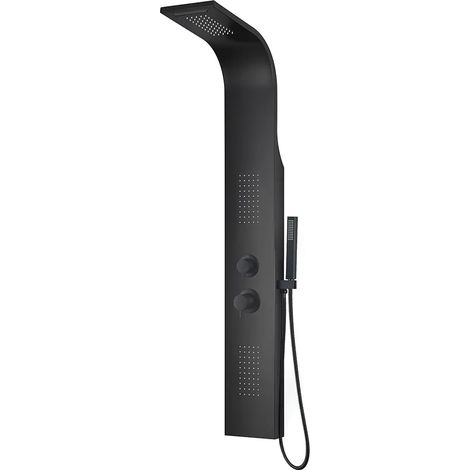 Pannello doccia idromassaggio in alluminio nero opaco con 4 getti (1/5)