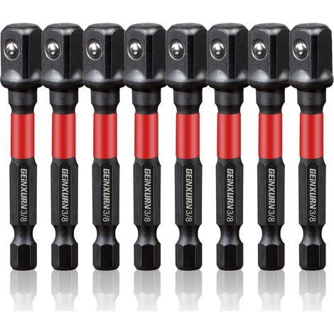 Lot de 8 adaptateurs de douille à 3/8" 65 mm Cr-v 1/4" - Tige hexagonale pour perceuse et visseuse sans fil (1/5)