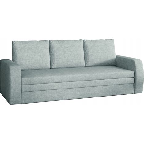 Canapé lit tissu vert d'eau avec coffre de rangement Liverna 220cm (1/5)
