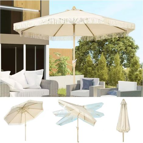 Parasol de jardin, parasol de plage inclinable, protection solaire UPF50+, avec manivelle, 8 baleines, diamètre 265 cm, hauteur 244 cm (1/5)