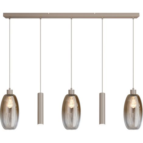 Lampe suspendue en verre Olive 3x Ø 18,5cm - 2x pendentif de course - sable - 2431-36-130-5RT20218 (1/2)