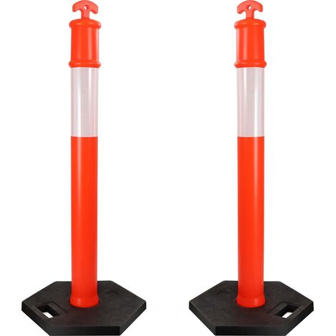 Wiltec Paletti delimitatori catarifrangenti 110 cm con base ottagonale, 2 pali segnaletici stradali