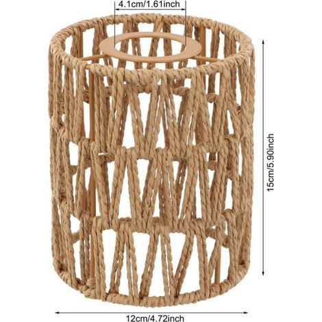 Abat-jour - Rotin Naturel - Pour Suspension Lustre Lampadaire Plafonnier - Diamètre 12 Cm - 1 Pièce (1/5)