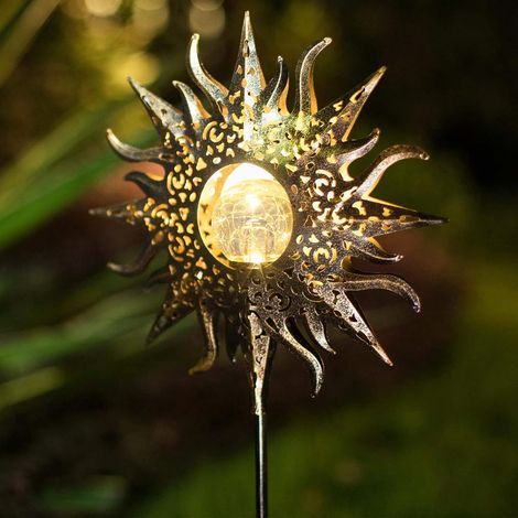 Solar-Gartenleuchten, wasserdichte dekorative Außenbeleuchtung aus Metall, Muttertagsgeschenk (Sonne) (1/5)