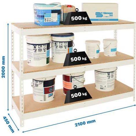 Estanteria 2000x2100x450 SIMONFORTE 2104/3 CHIPBOARD BLANCO/MADERA marca SIMONRACK (1/2)