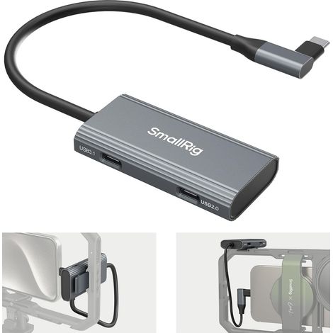 Hub USB-C 4 en 1 avec Support pour Griffe Froide, Hub Multiport Type-C avec PD 100 W/USB-C 3.1/USB-C 2.0 avec Adaptateur Audio x 2, pour le Tournage Mobile de Vidéos ProRes à 4K 60 ips - 4598