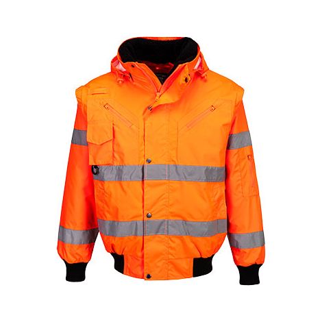 Portwest – Veste bomber haute visibilité 3-en-1 – Couleur orange fluorescent – Taille M – Protection contre le froid jusqu'à -40°C (1/2)
