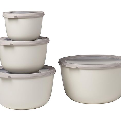 Mepal - Set di 4 Contenitori Cirqula Rotondo - Contenitori per Alimenti con Coperchio - Adatti come Contenitori Ermetici per Frigo, Freezer, Microonde - 500, 1000, 2000 & 3000 ml - Nordic White (1/4)
