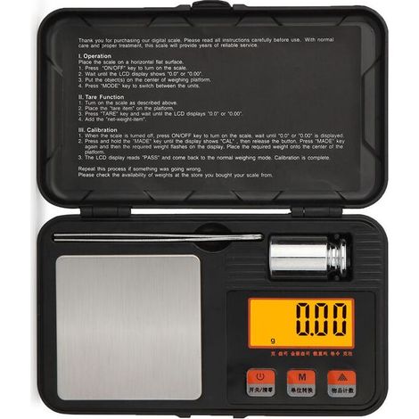 AGE Balance de Précision 0,001g/50g de Poids D'étalonnage, Balance de Cuisine Numérique, Balance de Poche, Balances de Bijoux Portable avec Affichage LCD avec Pincettes, Fonction Tare (1/5)