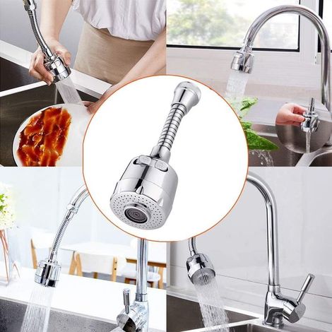 Kitchen Faucet Extension, 360° Rotation Water-Saving Kitchen Tap, Dual-Mode Tap, for Faucet Diameter 15-22mm, Silver (1/5)