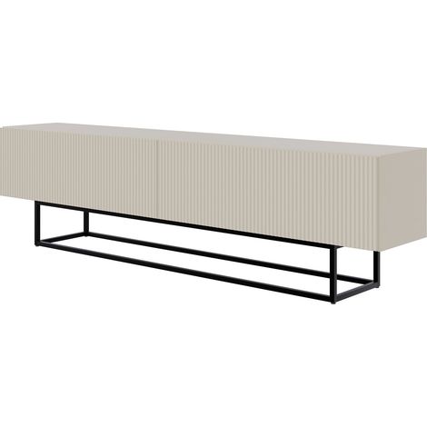 Selsey Veldio - TV-Lowboard, graubeige mit schwarzem Metallgestell, 175 cm (1/5)