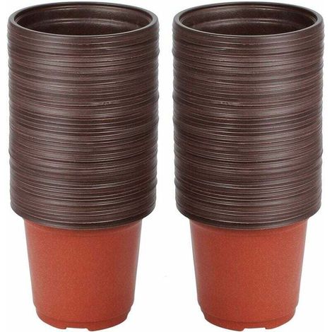 Petits Pots De Plantes, 100 Pièces Pots De Semis En Plastique Réutilisables / Pots De Pépinière, Pots De Plantes Ronds / Pots De Transplantation / Pots De Plantation Pour La Plantation Intérieure Et E (1/5)