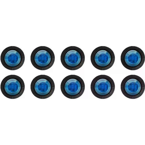 Lot de 10 clignotants LED 12 V ronds pour camions, feux de position latéraux, jaune, blanc, rouge, bleu, vert