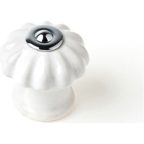 Blister con 4 pomos redondos para mueble fabricado en porcelana acabado blanco mod. e524 ø28mm rei (1/4)