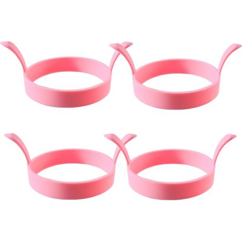 Lot de 4 cercles à œufs en silicone de 8 cm de diamètre, parfaits pour la cuisson des œufs au plat. Moule rond avec poignée, idéal pour les muffins anglais, les sandwichs et les crêpes. (1/5)