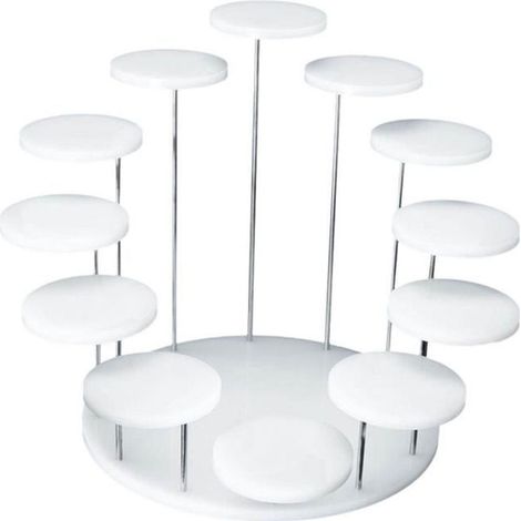 Support à gâteau rond Support à cupcake Support à desserts Présentoir à desserts Plateau de service pour les Blanc L