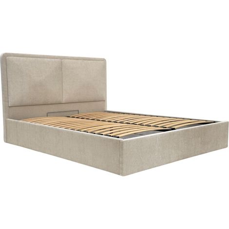BOBOCHIC - Lit coffre MARA tissu texturé  180x200 Beige