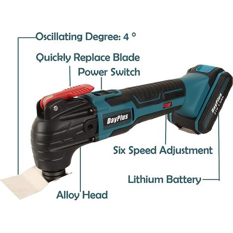 Cordless Oscillating Tool Multi Tools 20000 RPM 6 Various Speed with Saw Blades Sanding Sheets Charge 21V 1.5Ah Battery Rechargeable Multi Tool for DIY (1/4)