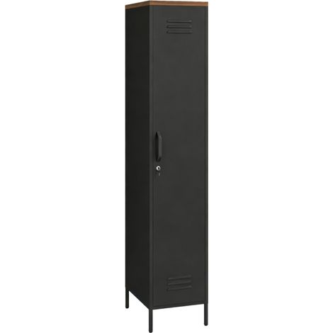Armoire Métallique Verrouillable Meuble de Rangement Haut 4 Étagères Réglables 35x46x183 cm Noir (1/5)