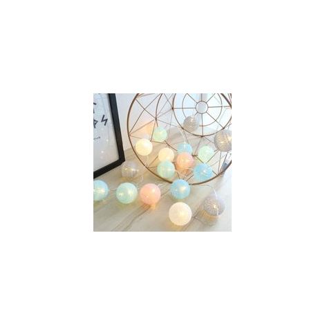 Guirlande Lumineuse Boule Coton, Interieur Decoration Noël Deco, 3M 20er LED Globe Light, Fille, Princesse, Enfant, Chambre Mariage Atmosphera Décorations, (USB Colorées) [Classe énergétique G] NPTERB (1/5)