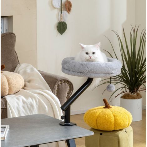 Amaca per gatti da scrivania orientabile a 360°, altezza regolabile, grigio DESVIAE (1/5)