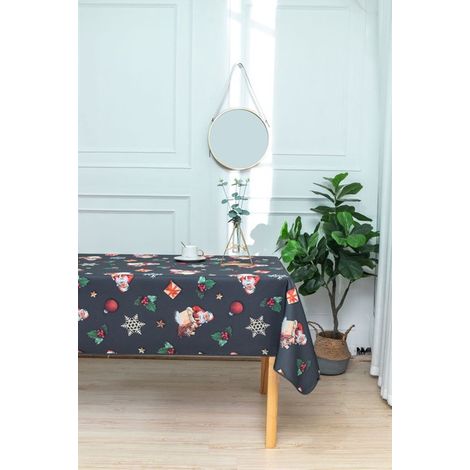 Promo Linge Nappe de Noël Ronde ou Rectangle - Tissu Antitache/Imperméable – Tradition – - anthracite - 300x150cm (1/2)
